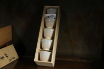 428祥靖窯 白釉貫入煎茶杯 附朱塗茶托