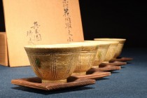 678黃瀨戶織部茶盞/茶托