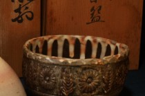 995眠翁 瀨戶菊葉浮雕茶碗