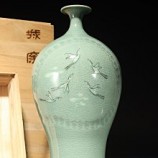 723高麗青瓷 鑲嵌雲鶴